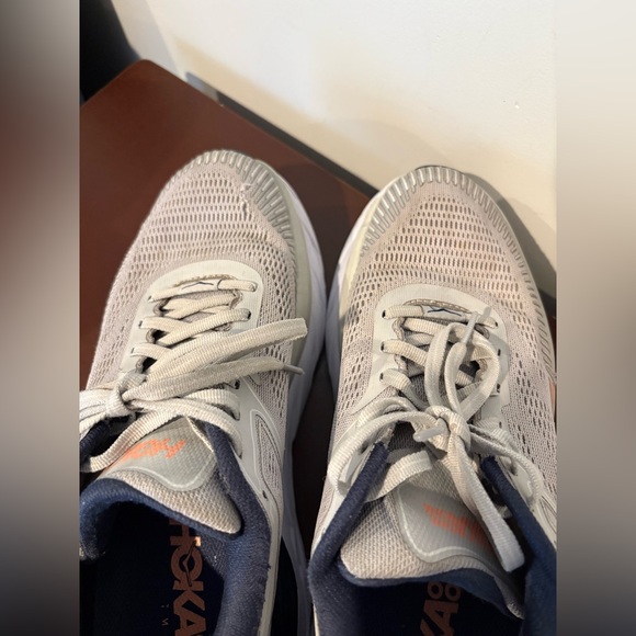 Hoka Bondi 7 Running Sneakers Women’s Size 9.5 Grey Navy and Peach - Picture 10 of 12